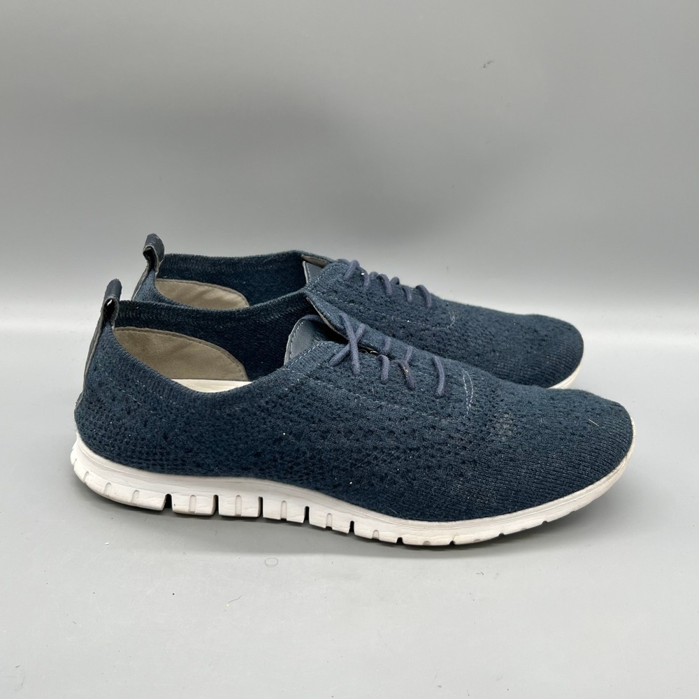 Cole Haan Shoes Women 9.5 Blue Knit Zerogrand Stitchlite Lace Up Oxford Sneakers